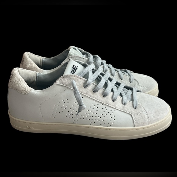 P448 John Women’s Low Top White Sneaker EU 41 US 6 Silver Metallic Cork